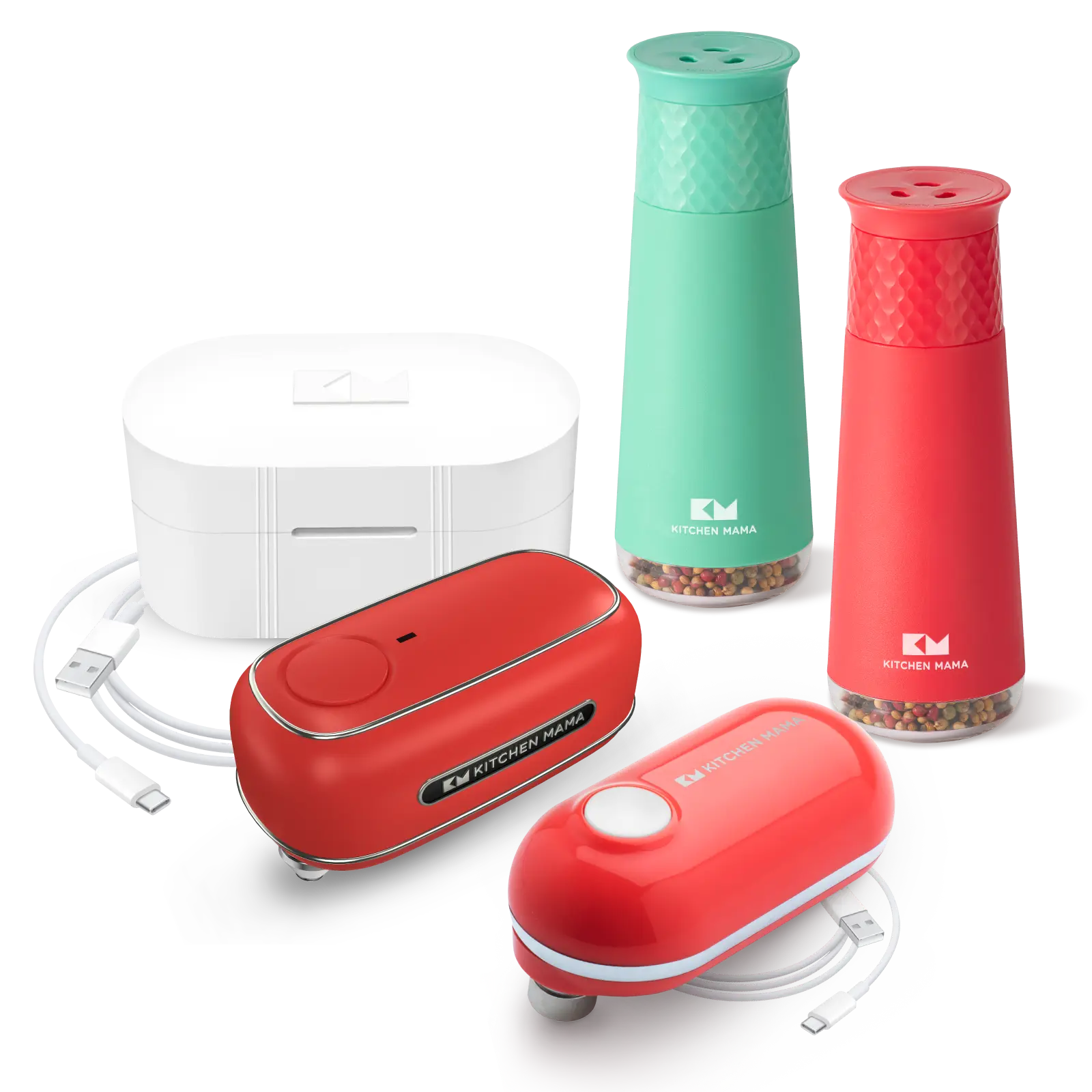 Kitchen mama, Orbit One, Mini Plus Rechargeable Can Openers & FlipTastic Gravity Grinder Set – Ultimate Kitchen Trio