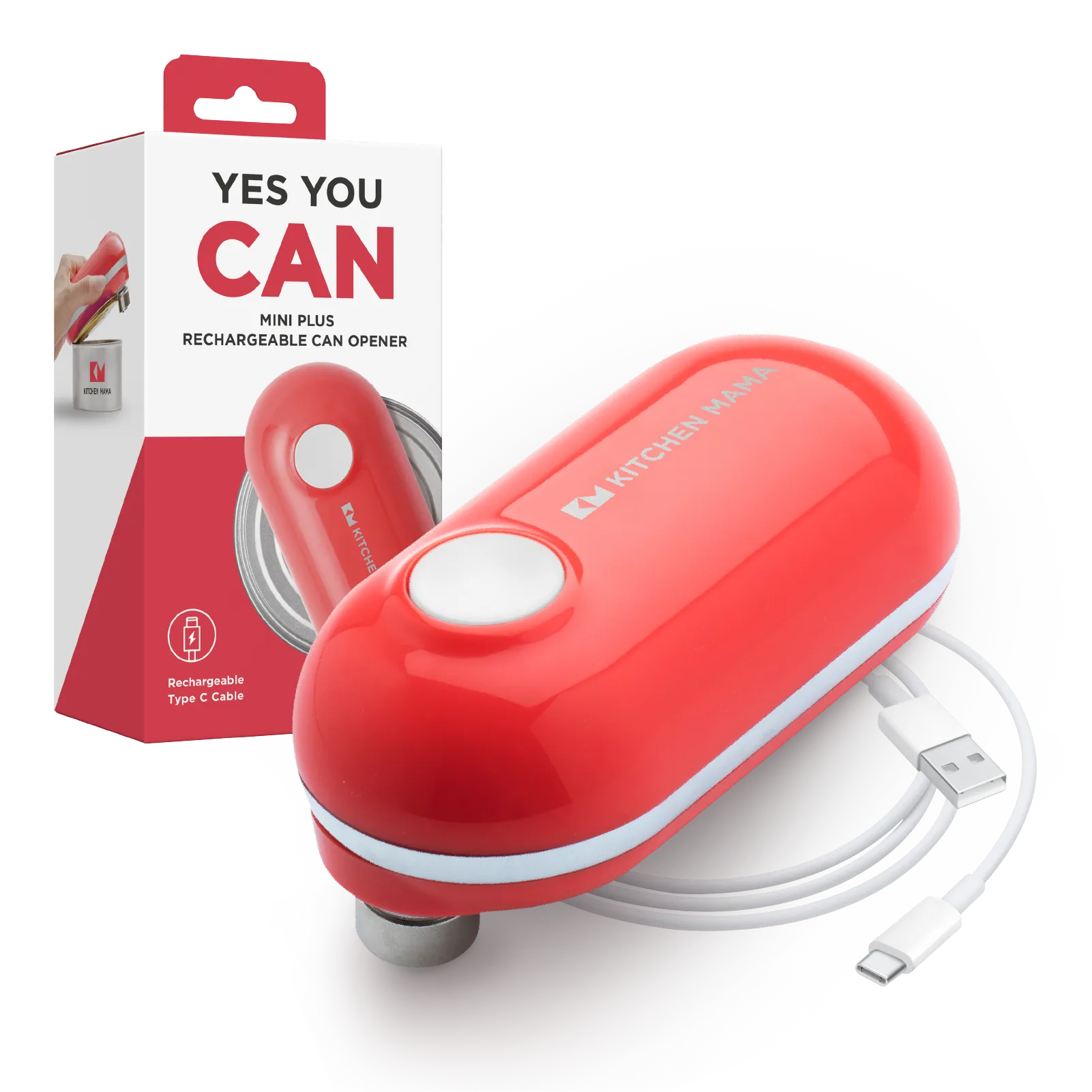 Shopkitchenmama Mini Plus Rechargeable Electric Can Opener: Compact, Type-C Charging, Hands-Free, Auto Shut-Off, Smooth Edge, Food-Safe – Ideal for Home, Travel, and Seniors with Arthritis 