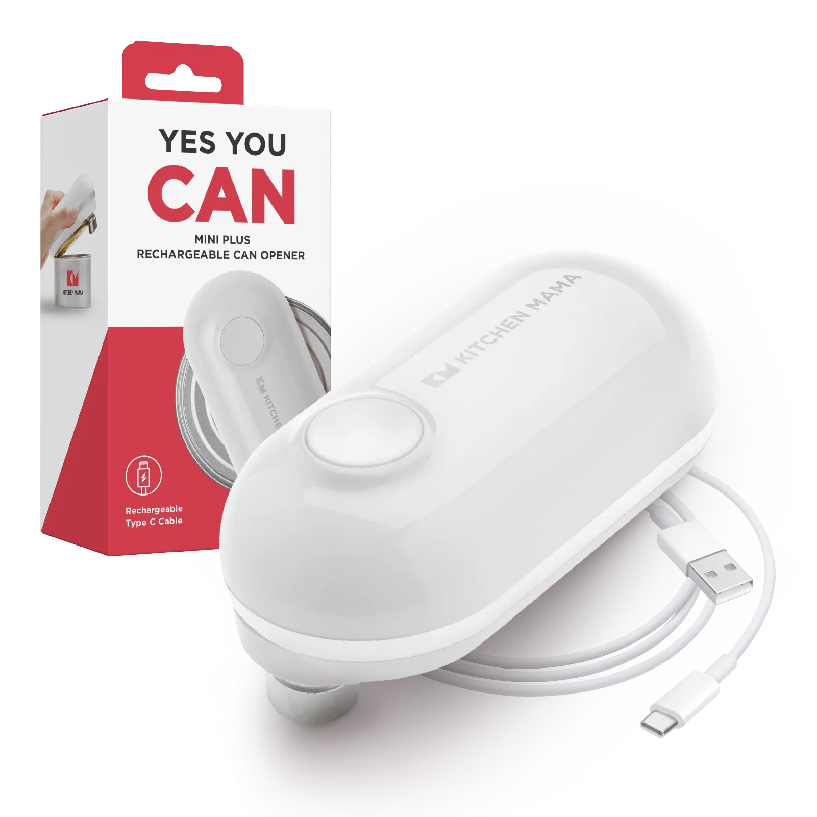 Shopkitchenmama Mini Plus Rechargeable Electric Can Opener: Compact, Type-C Charging, Hands-Free, Auto Shut-Off, Smooth Edge, Food-Safe – Ideal for Home, Travel, and Seniors with Arthritis 