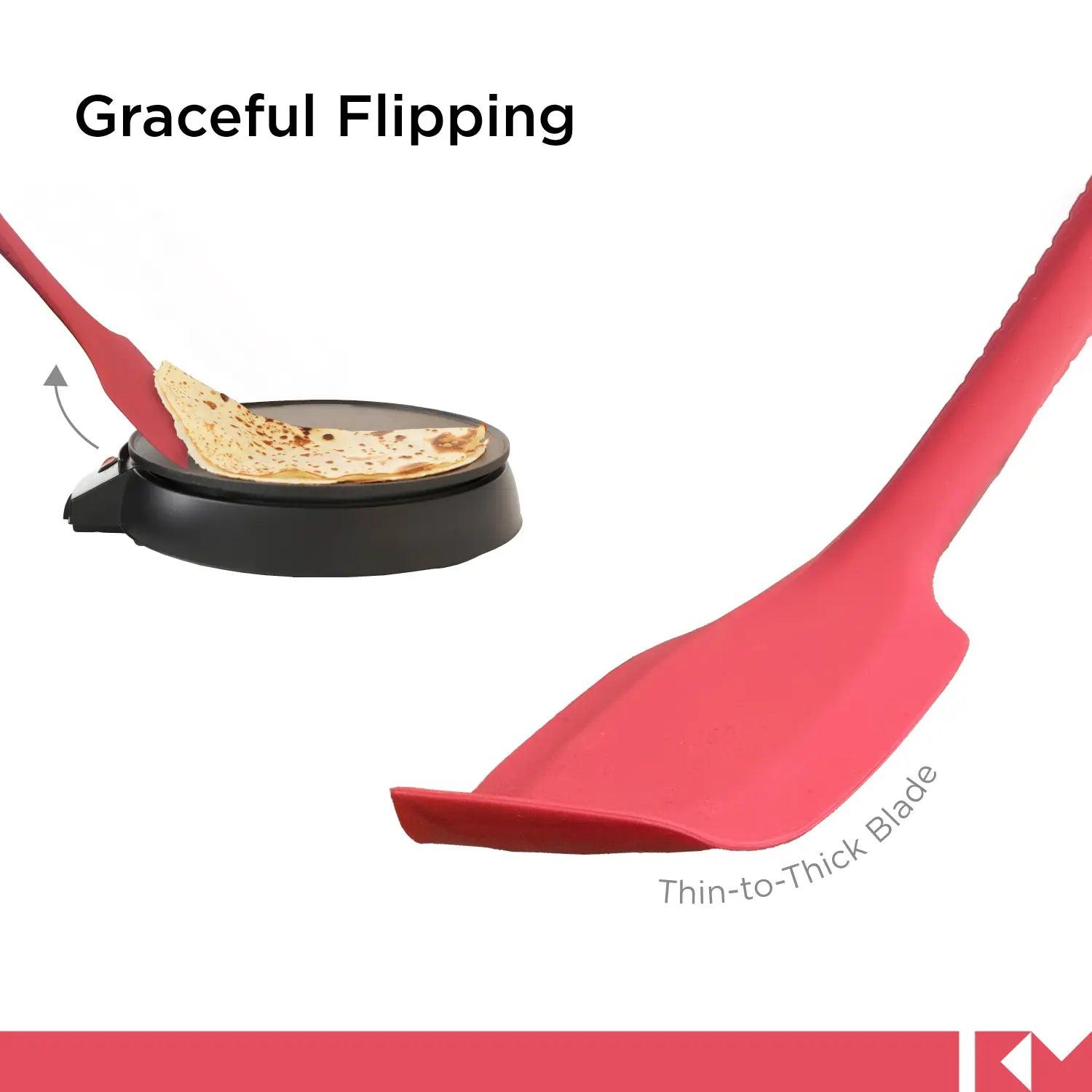 Shopkitchenmama Silicone Scraping Spatula, Red, SP0310-R, graceful flipping