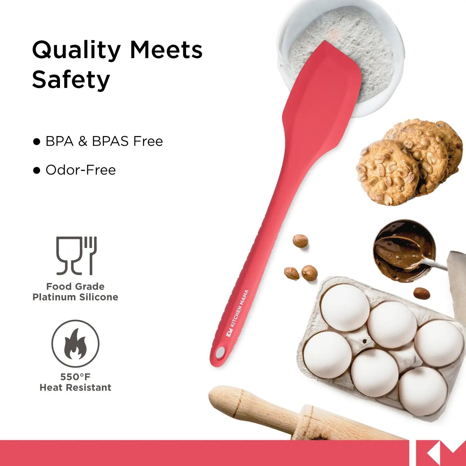 Shopkitchenmama Silicone Scraping Spatula, Red, SP0310-R, quality meets safety, BPA and BPAS Free, Odor Free, Food Grade Platinum Silicone