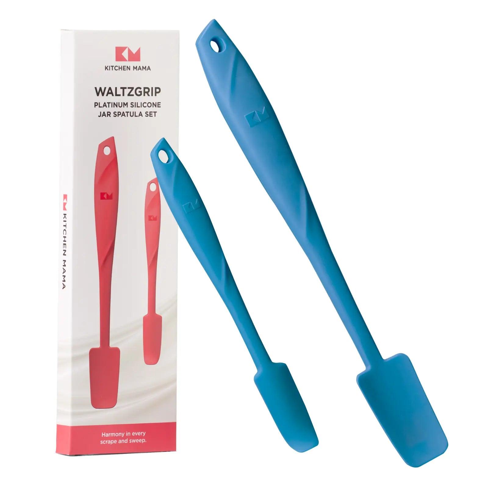 Shopkitchenmama silicone jar spatula, Waltzgrip, platinum silicone jar spatula set, blue