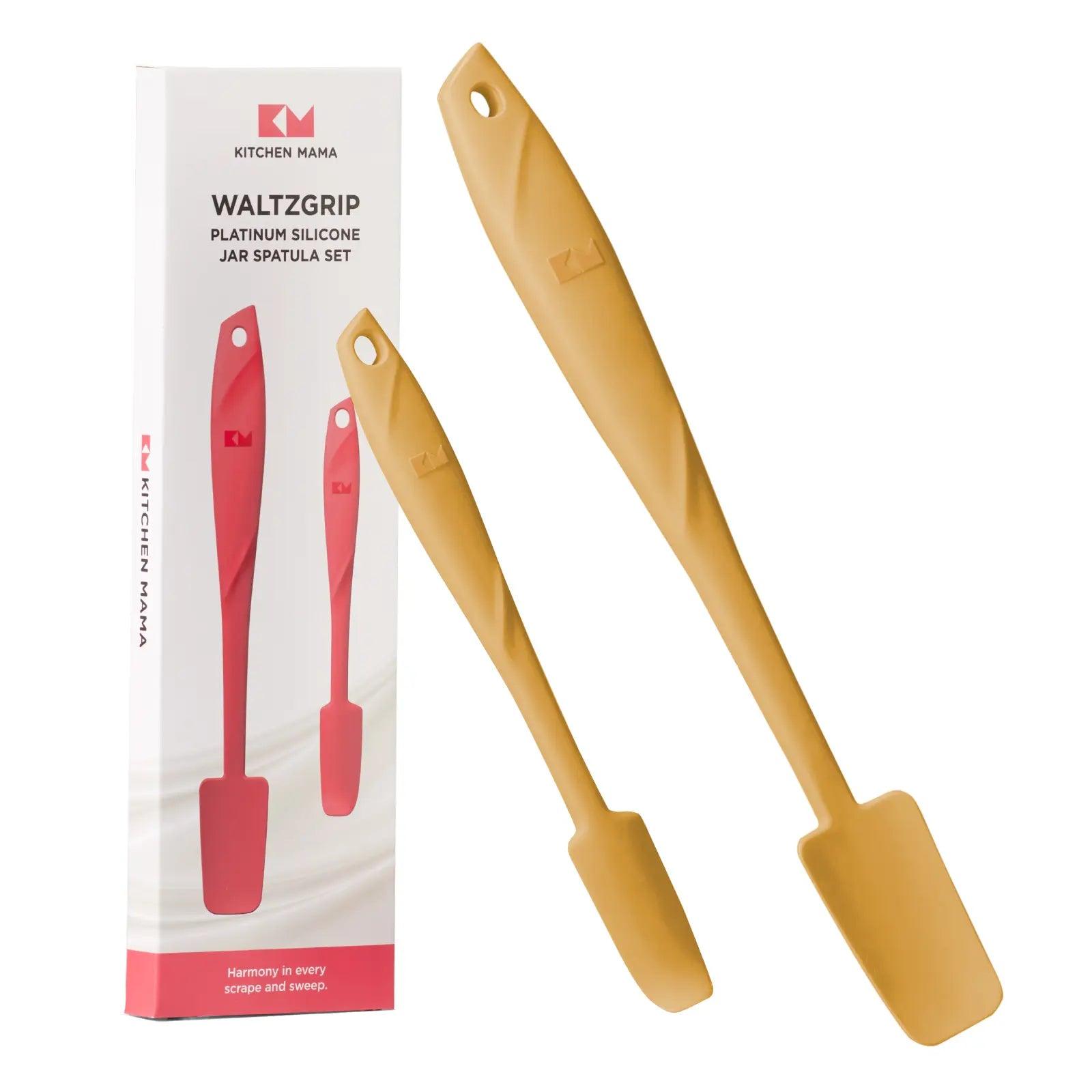 Shopkitchenmama silicone jar spatula, Waltzgrip, platinum silicone jar spatula set, yellow