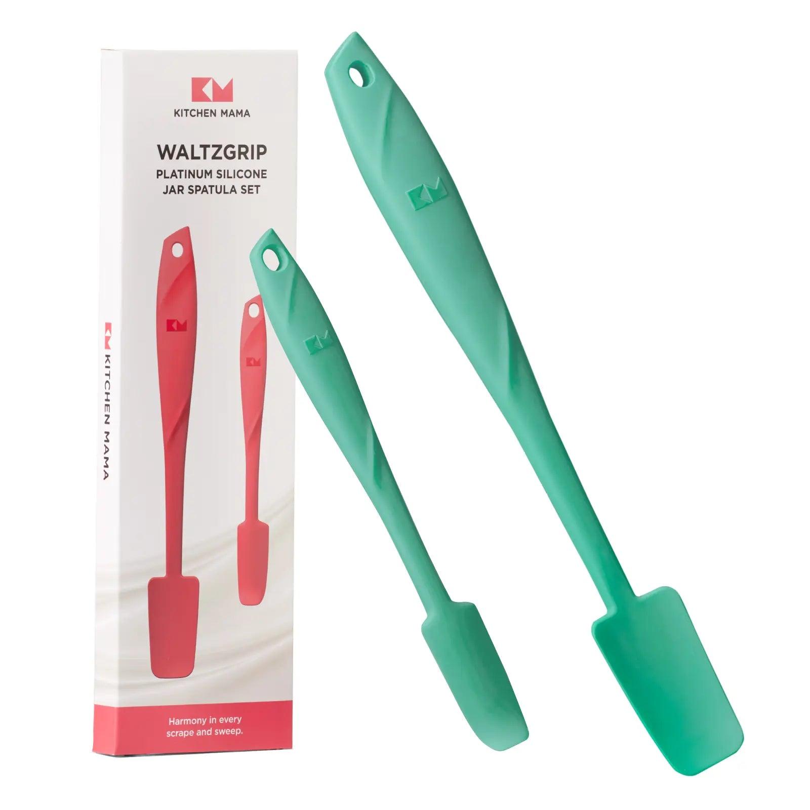 Shopkitchenmama silicone jar spatula, Waltzgrip, platinum silicone jar spatula set, teal