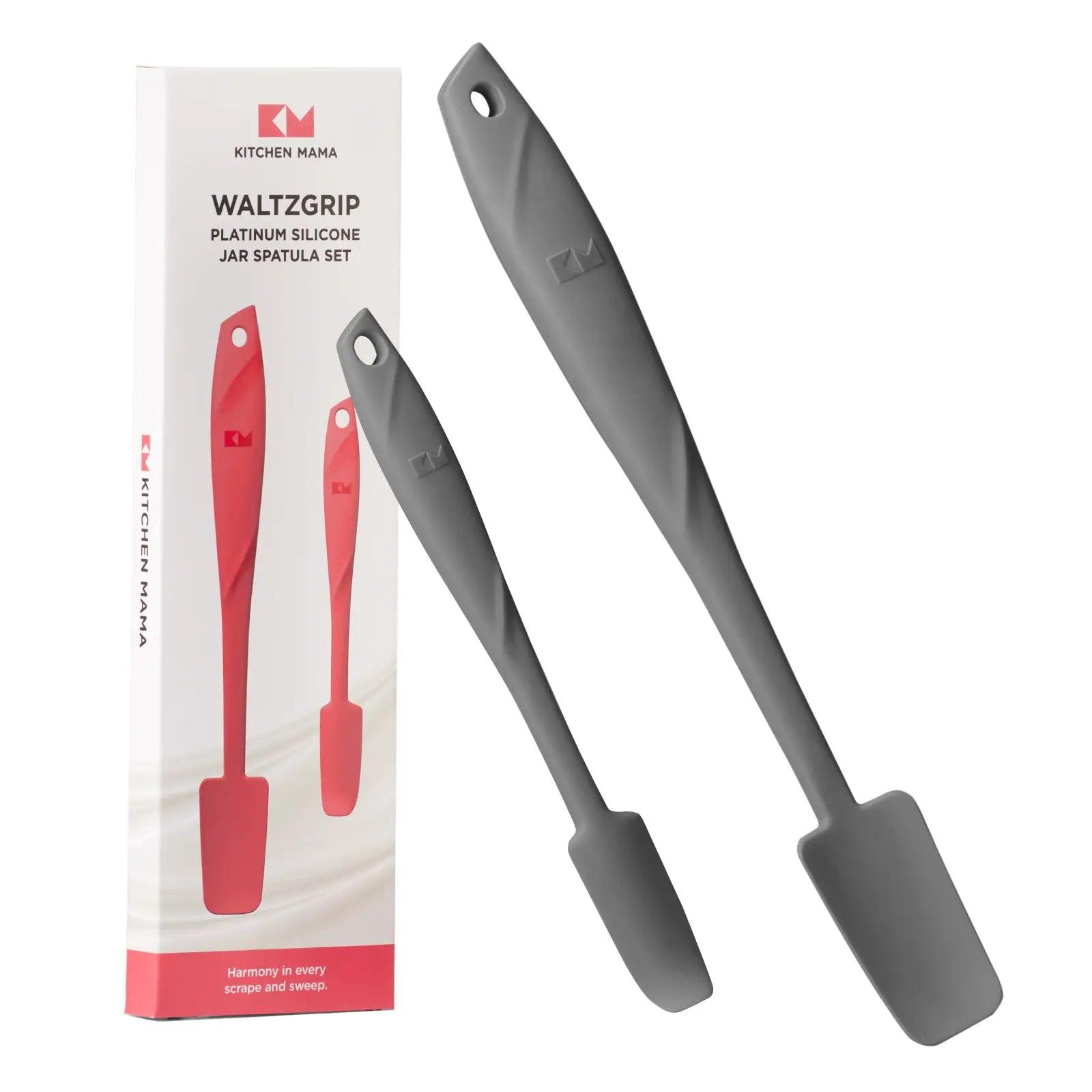 Shopkitchenmama silicone jar spatula, Waltzgrip, platinum silicone jar spatula set, metal gray