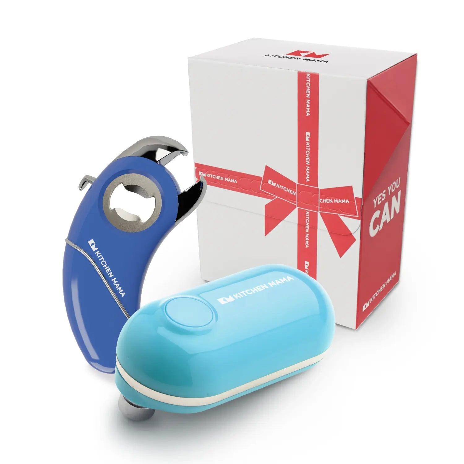 Shopkitchenmama Gift Box Mini Epic One, COMO1200GS-BB, Mini Electric Can Opener - The Smallest Electric Can Opener, Blue, CO1200-B, battery operated can opener, electric can openers for kitchen, orange electric can opener, can openers prime for seniors with arthritis, portable can opener, space saver can opener