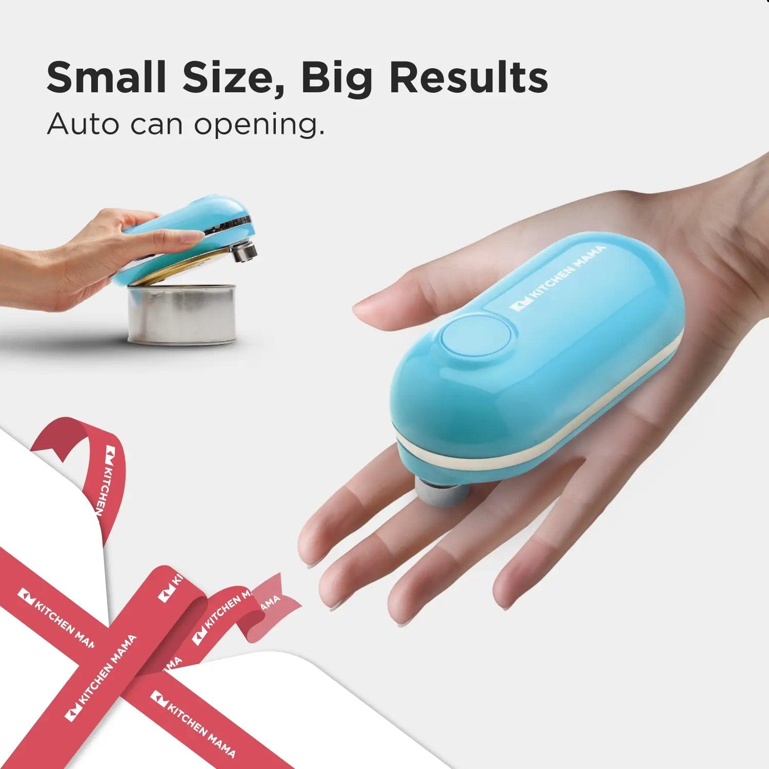 Shopkitchenmama Gift Box Mini Epic One, COMO1200GS-BB, Mini Electric Can Opener - The Smallest Electric Can Opener, Blue, CO1200-B, battery operated can opener, electric can openers for kitchen, orange electric can opener, can openers prime for seniors with arthritis, portable can opener, space saver can opener, small size, bid results, auto can opening