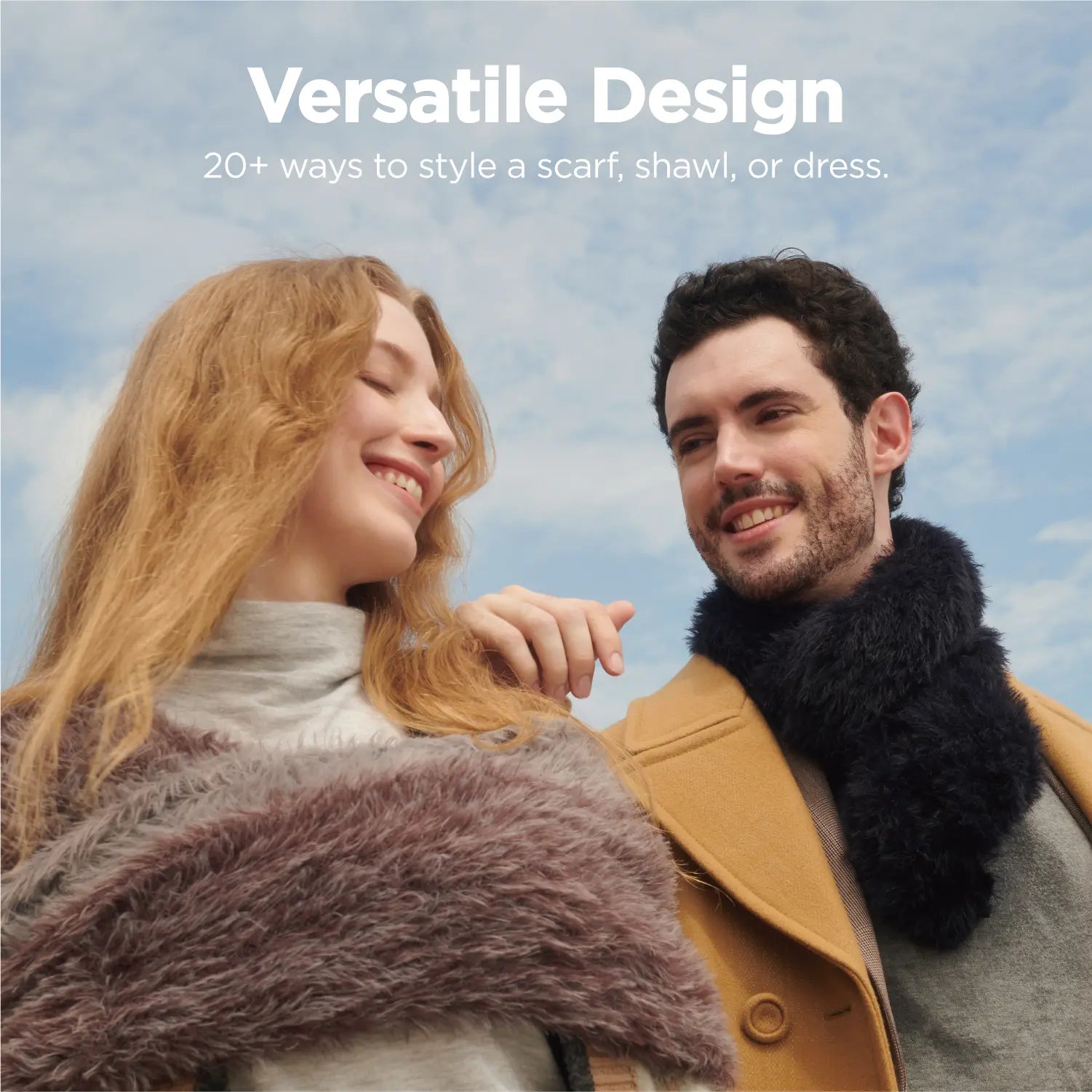 KM CHOICE: ONE Scarf- Wear ONE Scarf with Infinite Possibilities, Lightweight, Fur-Free, Shawl Wrap, Knitted Fluffy Scarf, Giving Shawl in Gift Box, Fall Winter Scarf for Women and Men, Infinity Scarf (Black), Versatile Design, 20+ways to style a scarf, shawl, or dress