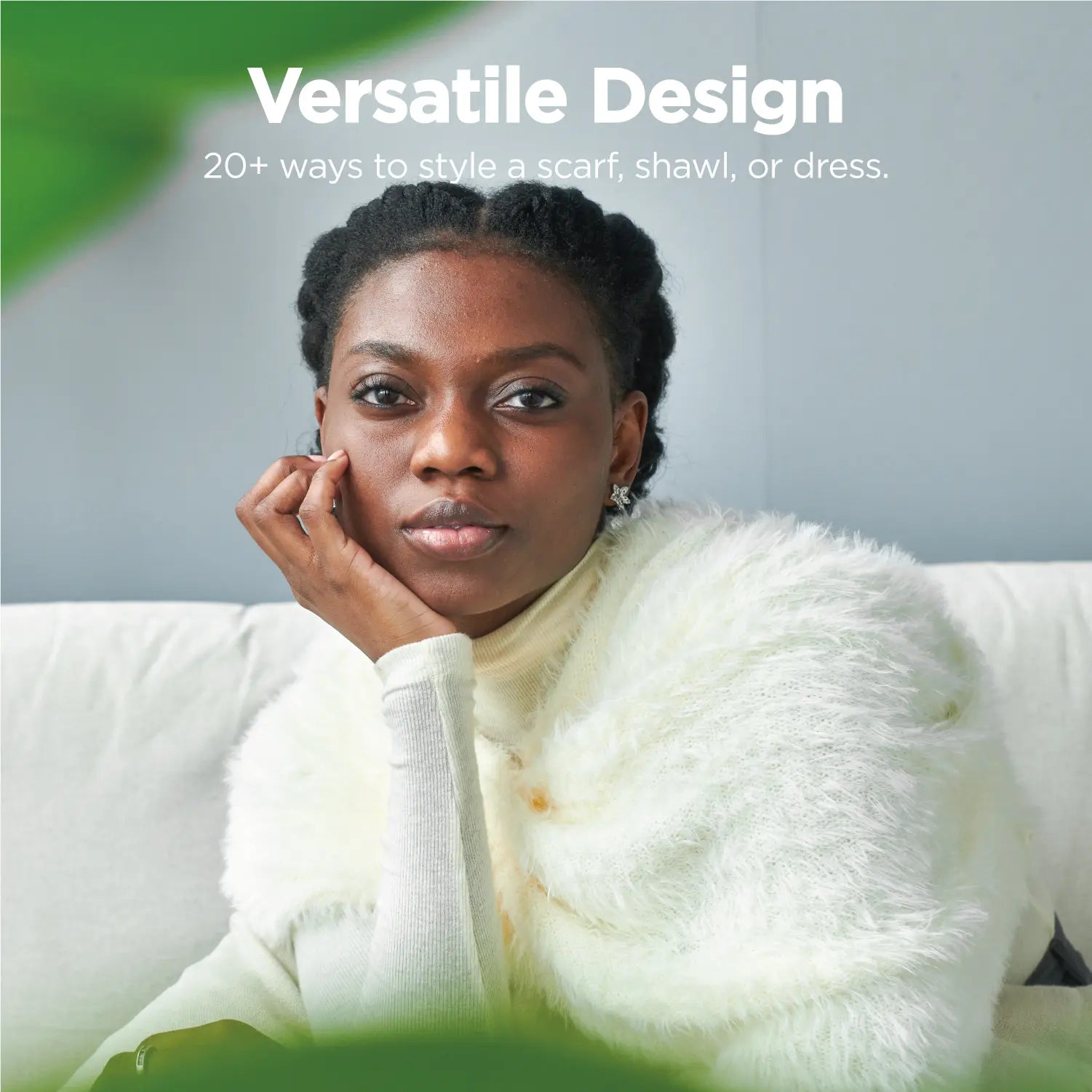 KM CHOICE: ONE Scarf- Wear ONE Scarf with Infinite Possibilities, Lightweight, Fur-Free, Shawl Wrap, Knitted Fluffy Scarf, Giving Shawl in Gift Box, Fall Winter Scarf for Women and Men, Infinity Scarf (Ivory), Versatile Design, 20+ways to style a scarf, shawl, or dress