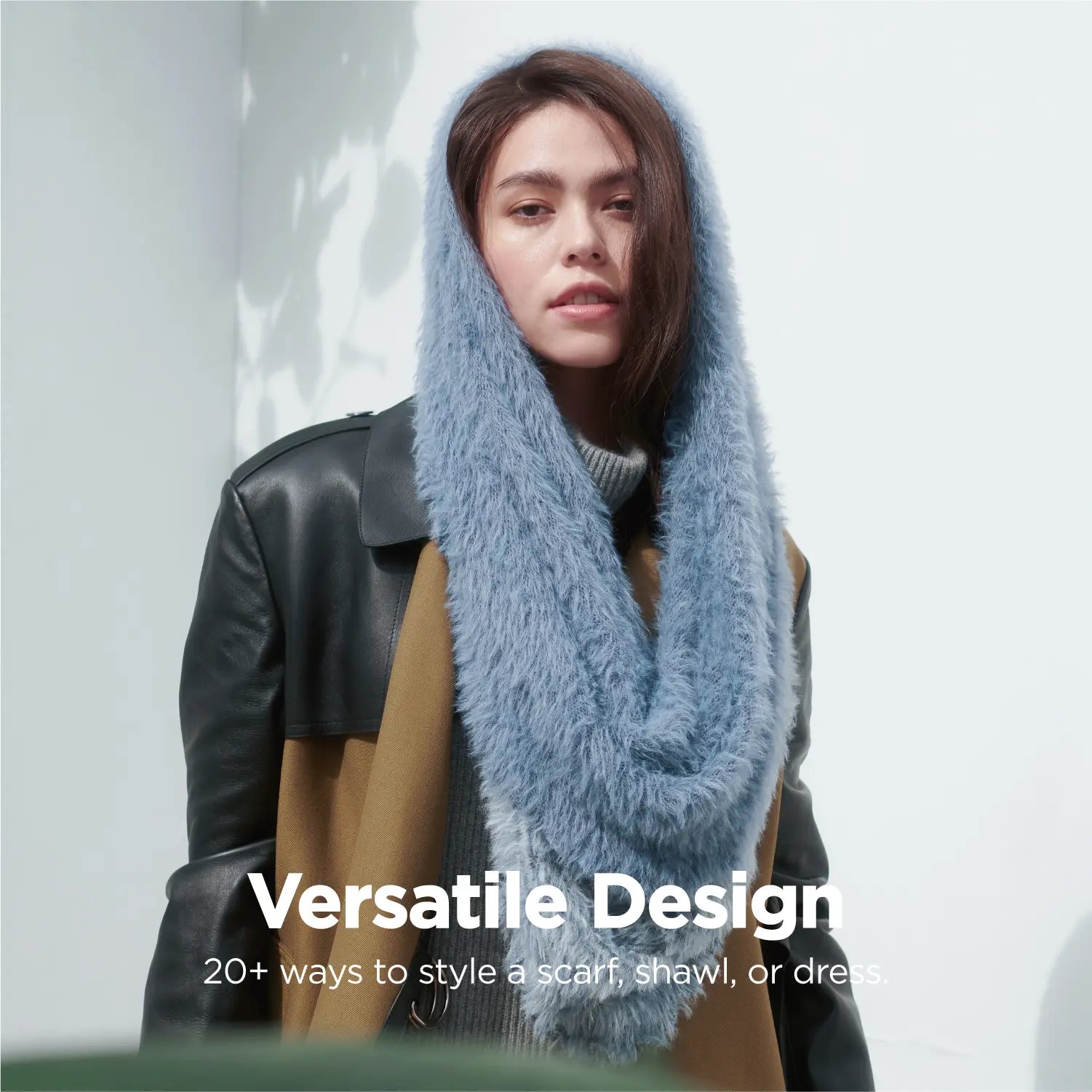KM CHOICE: ONE Scarf- Wear ONE Scarf with Infinite Possibilities, Lightweight, Fur-Free, Shawl Wrap, Knitted Fluffy Scarf, Giving Shawl in Gift Box, Fall Winter Scarf for Women and Men, Infinity Scarf (Blue), Versatile Design, 20+ways to style a scarf, shawl, or dress