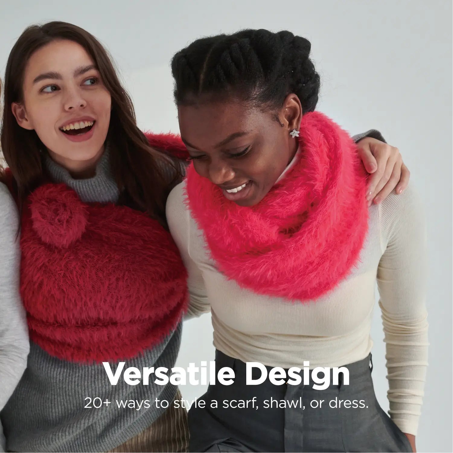 KM CHOICE: ONE Scarf- Wear ONE Scarf with Infinite Possibilities, Lightweight, Fur-Free, Shawl Wrap, Knitted Fluffy Scarf, Giving Shawl in Gift Box, Fall Winter Scarf for Women and Men, Infinity Scarf (Red), Versatile Design, 20+ways to style a scarf, shawl, or dress