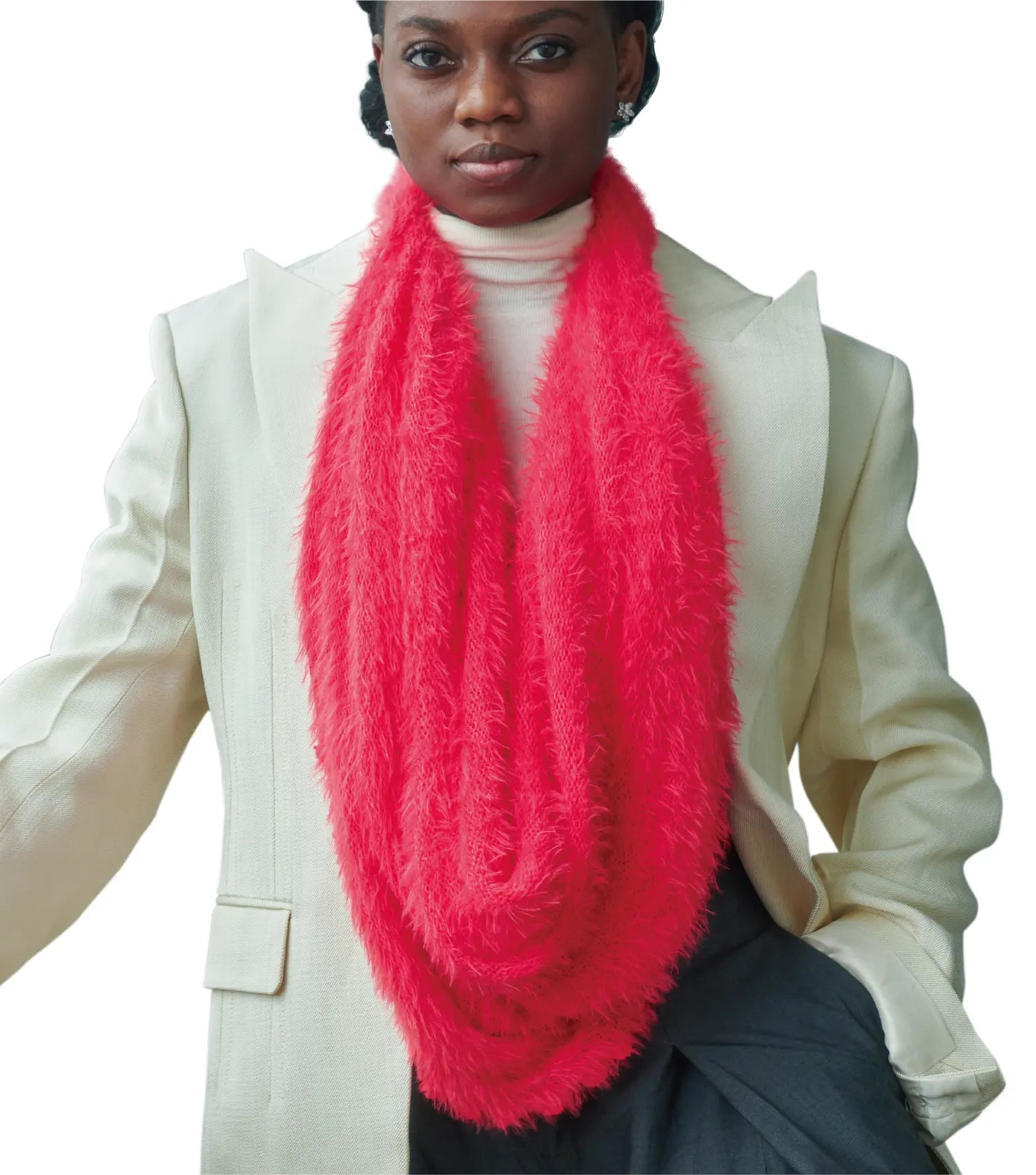 KM CHOICE: ONE Scarf- Wear ONE Scarf with Infinite Possibilities, Lightweight, Fur-Free, Shawl Wrap, Knitted Fluffy Scarf, Giving Shawl in Gift Box, Fall Winter Scarf for Women and Men, Infinity Scarf (Red)