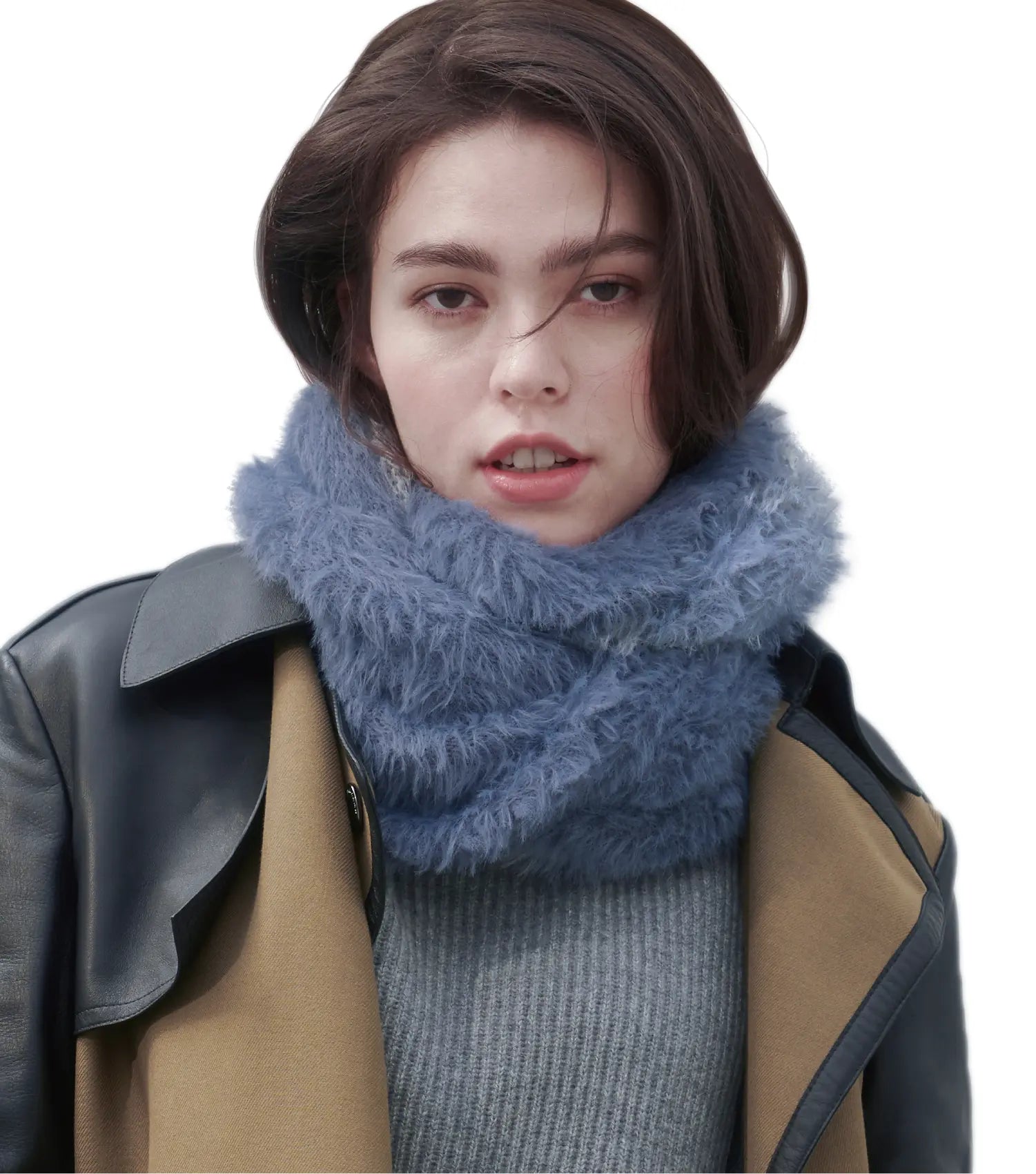 KM CHOICE: ONE Scarf- Wear ONE Scarf with Infinite Possibilities, Lightweight, Fur-Free, Shawl Wrap, Knitted Fluffy Scarf, Giving Shawl in Gift Box, Fall Winter Scarf for Women and Men, Infinity Scarf (Night Blue)