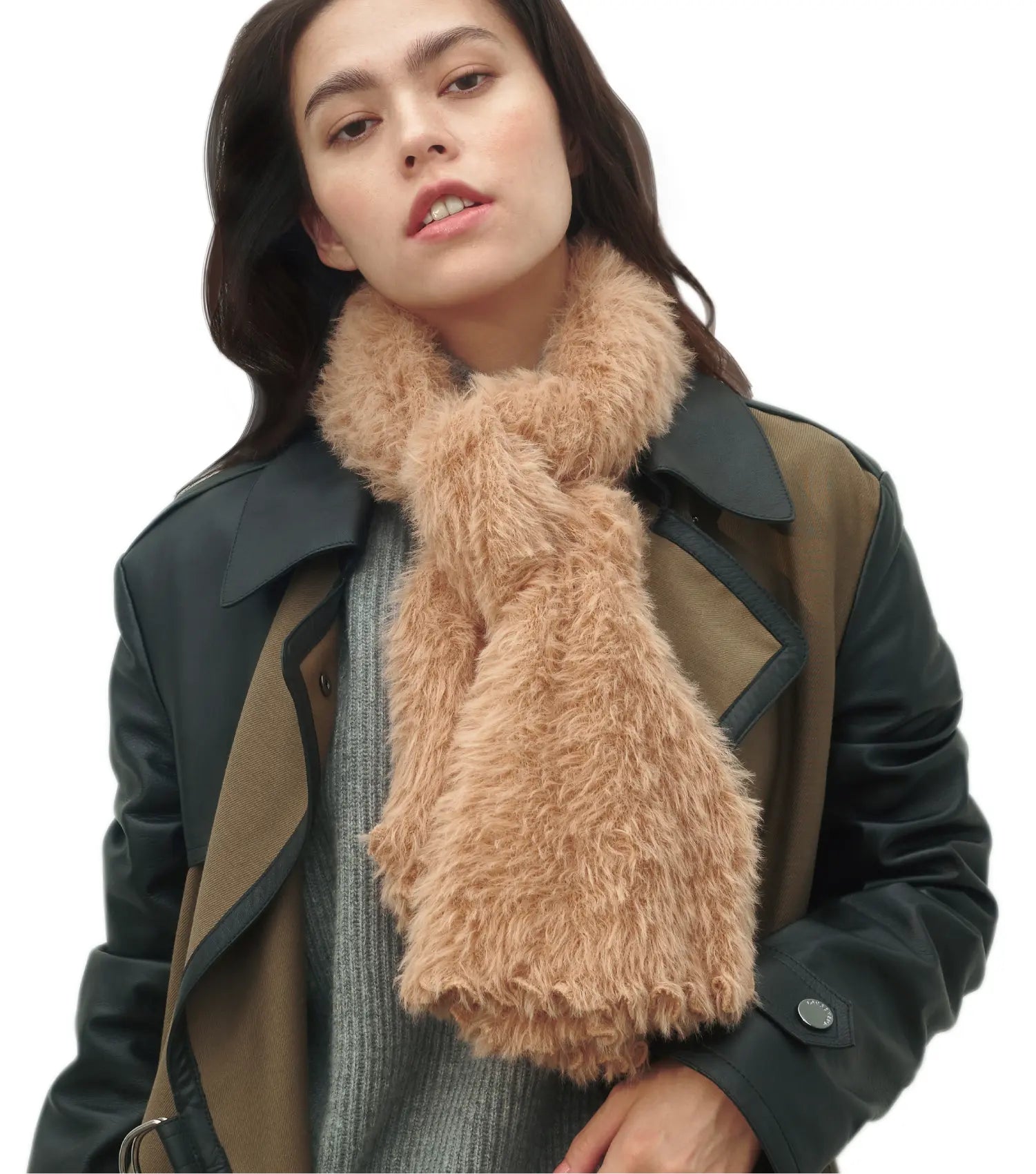 KM CHOICE: ONE Scarf- Wear ONE Scarf with Infinite Possibilities, Lightweight, Fur-Free, Shawl Wrap, Knitted Fluffy Scarf, Giving Shawl in Gift Box, Fall Winter Scarf for Women and Men, Infinity Scarf (Camel)