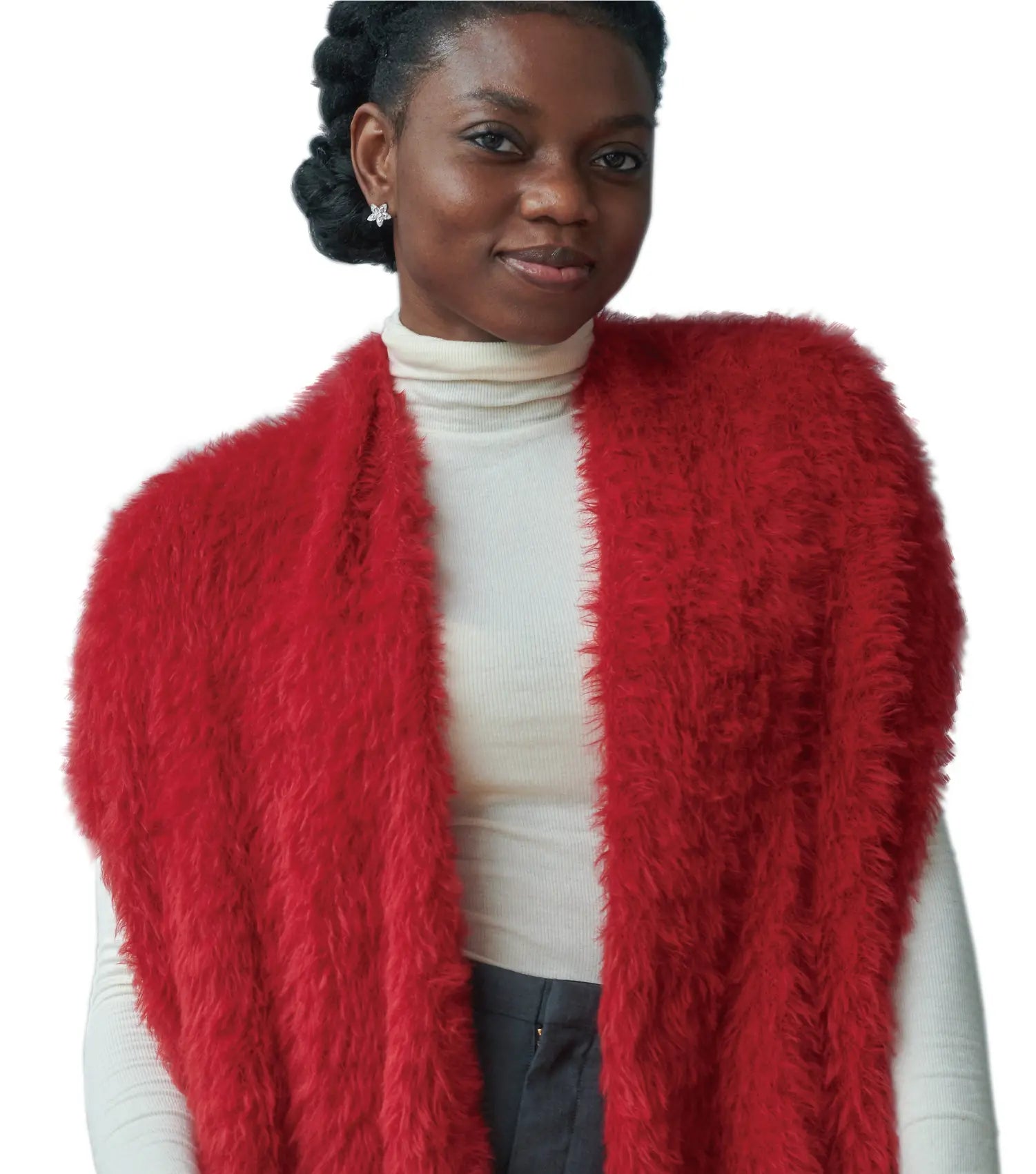 KM CHOICE: ONE Scarf- Wear ONE Scarf with Infinite Possibilities, Lightweight, Fur-Free, Shawl Wrap, Knitted Fluffy Scarf, Giving Shawl in Gift Box, Fall Winter Scarf for Women and Men, Infinity Scarf (Burgundy Red)