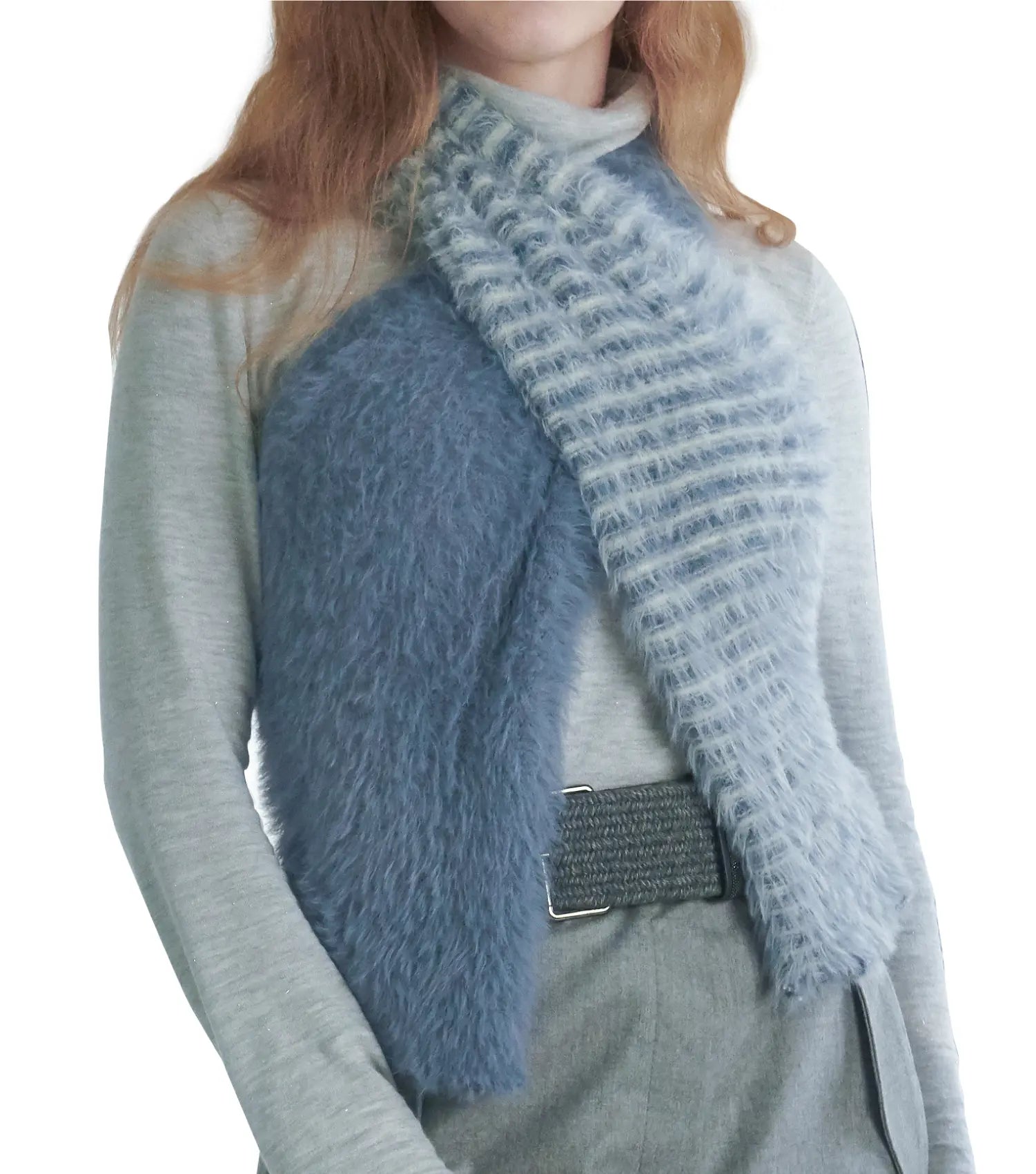 KM CHOICE: ONE Scarf- Wear ONE Scarf with Infinite Possibilities, Lightweight, Fur-Free, Shawl Wrap, Knitted Fluffy Scarf, Giving Shawl in Gift Box, Fall Winter Scarf for Women and Men, Infinity Scarf (Starry Blue)
