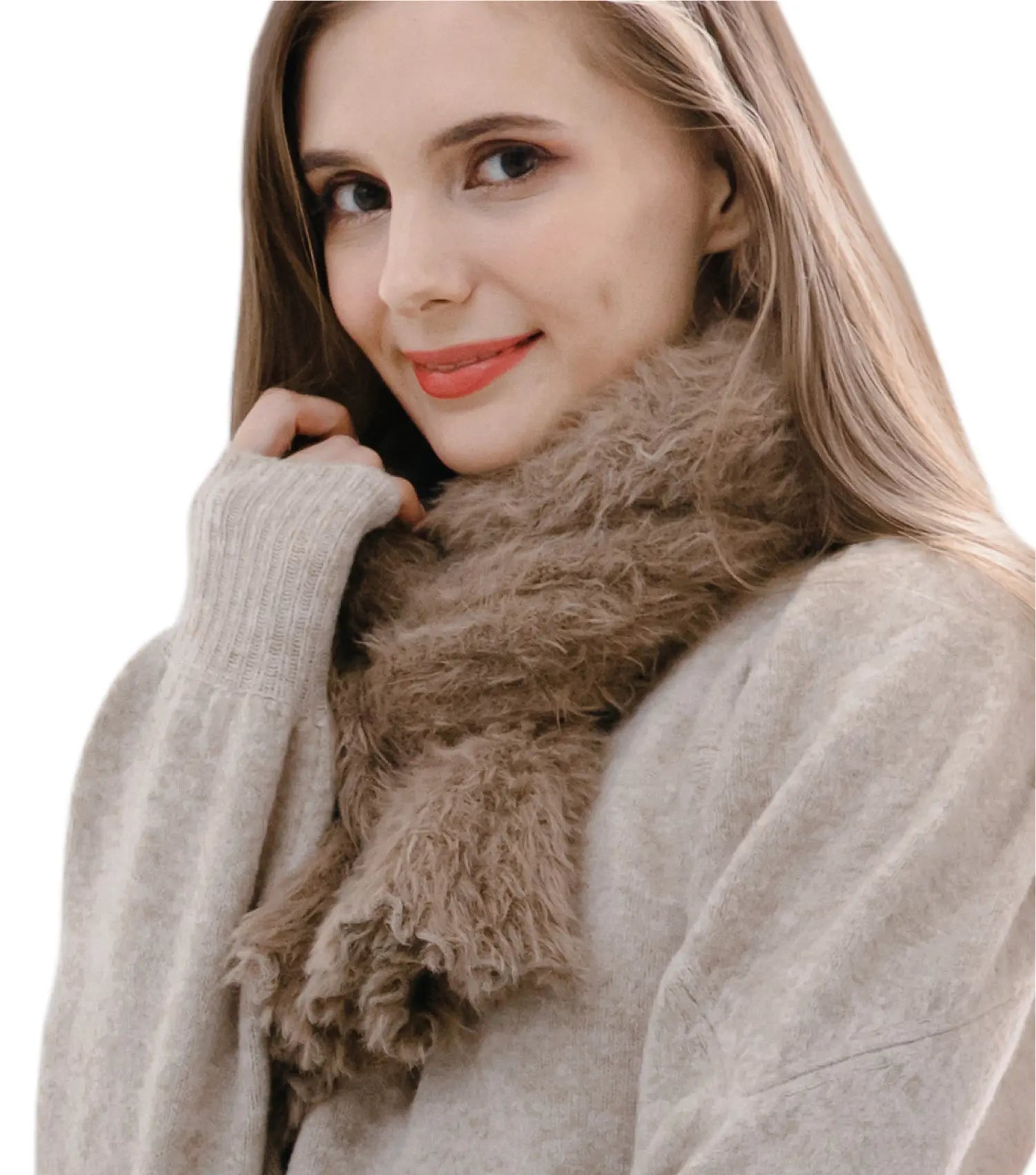 KM CHOICE: ONE Scarf- Wear ONE Scarf with Infinite Possibilities, Lightweight, Fur-Free, Shawl Wrap, Knitted Fluffy Scarf, Giving Shawl in Gift Box, Fall Winter Scarf for Women and Men, Infinity Scarf (Khaki)