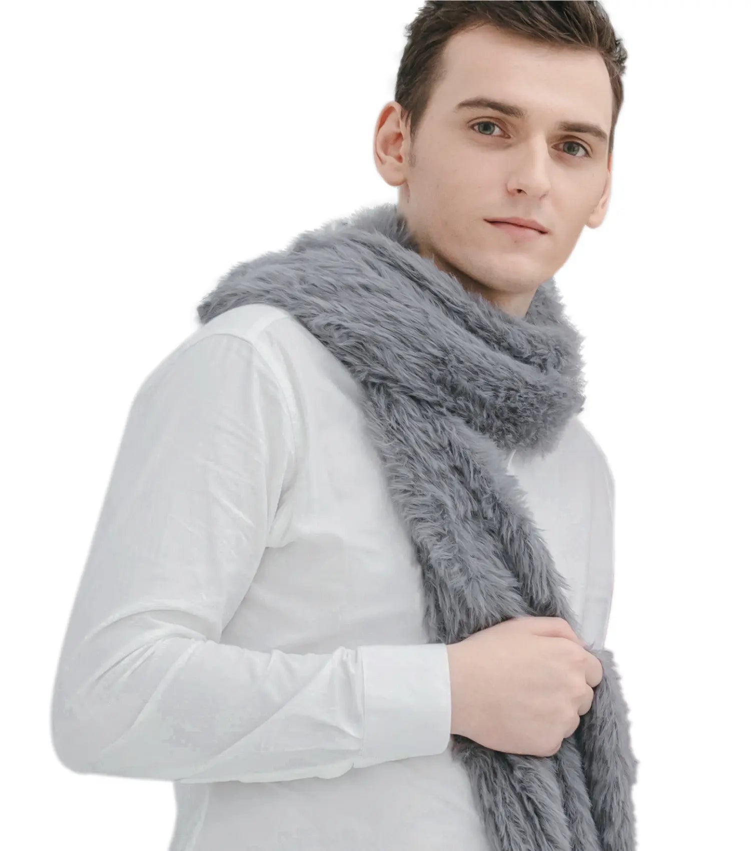 KM CHOICE: ONE Scarf- Wear ONE Scarf with Infinite Possibilities, Lightweight, Fur-Free, Shawl Wrap, Knitted Fluffy Scarf, Giving Shawl in Gift Box, Fall Winter Scarf for Women and Men, Infinity Scarf (Grey)